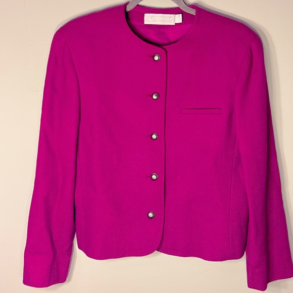 Evan Picone 100% Wool Fuchsia Button Down Jacket Made in the USA - Picture 1 of 7
